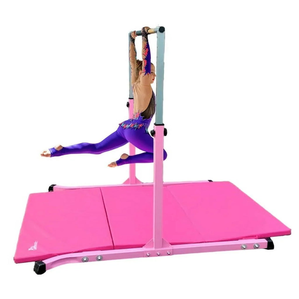 Kip Home Strong Legs, Curved FT, 5 Gymnastic Durable Pink Bar, Junior Star-TD Kids, Adjustable Equipment, for 3-5 Expandable Horizontal Gymnastics, Heavy and Height Training Duty Bar