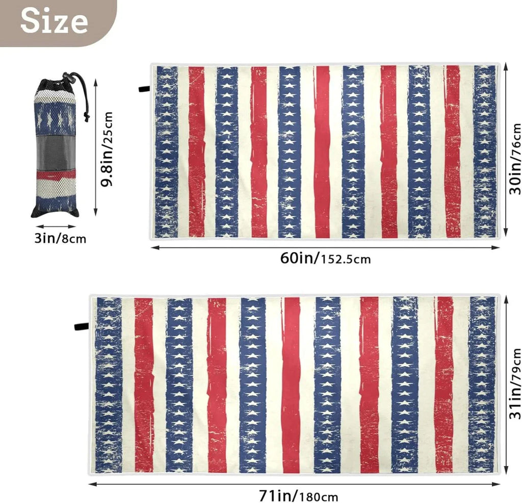 Super for Towels Stripes Lightweight Camping Holiday（90） Swimming Oversized Towel Flag - - American Beach Travel Quick Compact Bestwell Dry Absorbent Towel