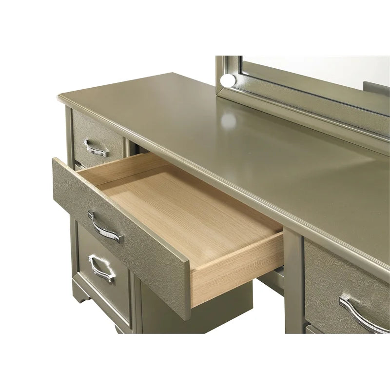 Lighting Beaumont with Mirror Champagne Desk 7-drawer Vanity