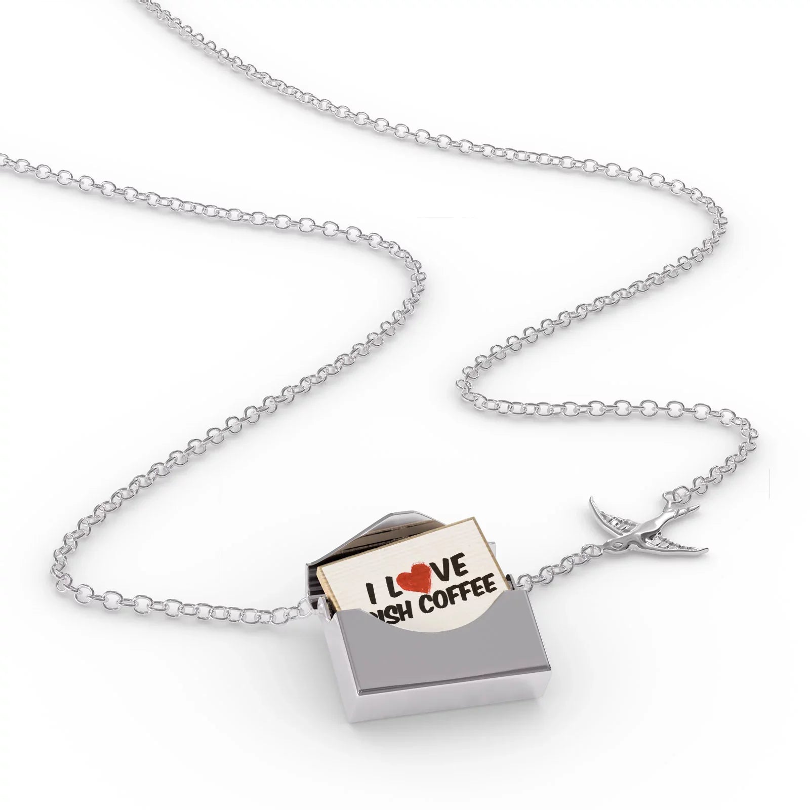 Love Cocktail Necklace Irish Neonblond in Coffee a silver Locket Envelope I
