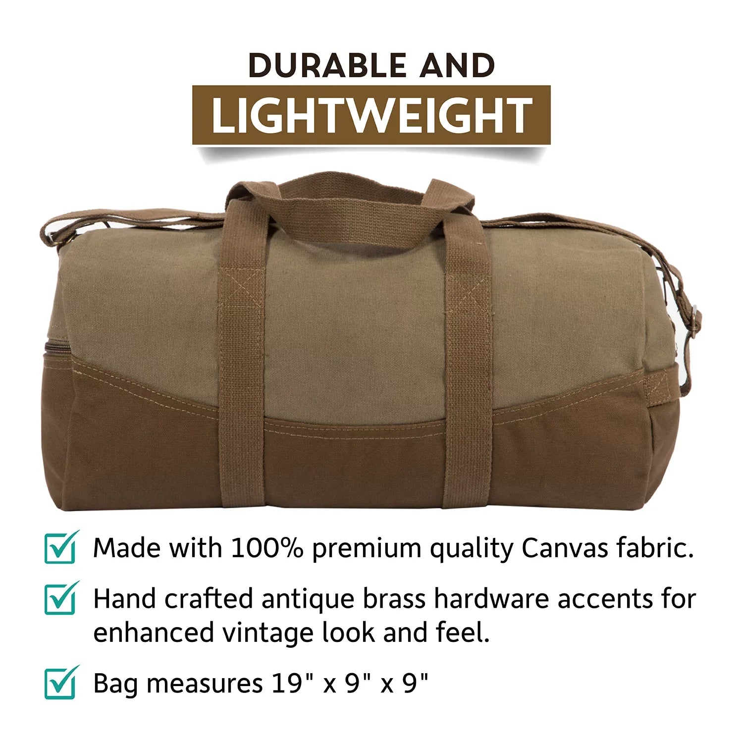 Travel Sport Canvas Up Bag F 19" Two Tone Beard Weekender the Duffel Brown