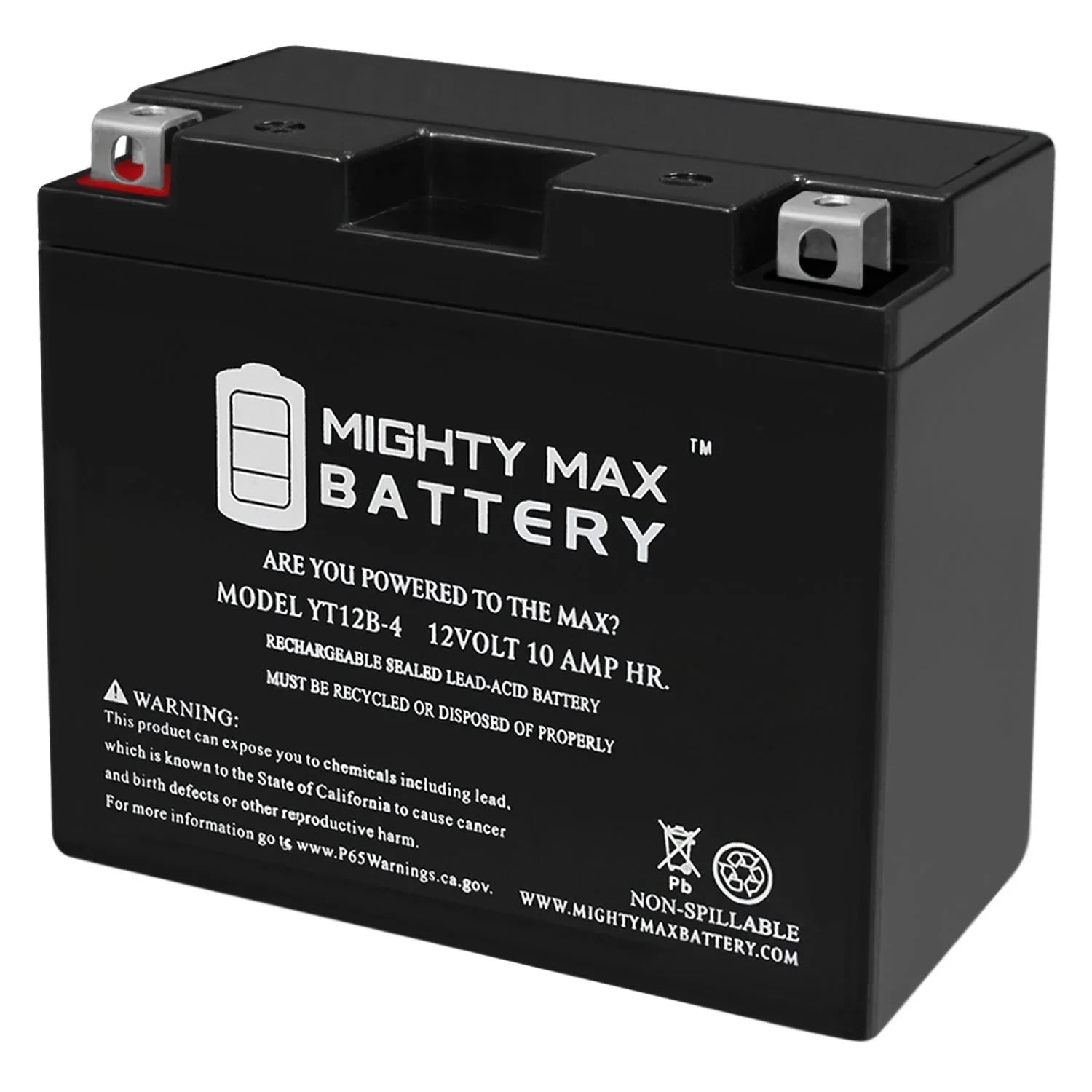 Max YT12B-4 Battery SLA GT12B-4 Power Replacement 10Ah for 12V