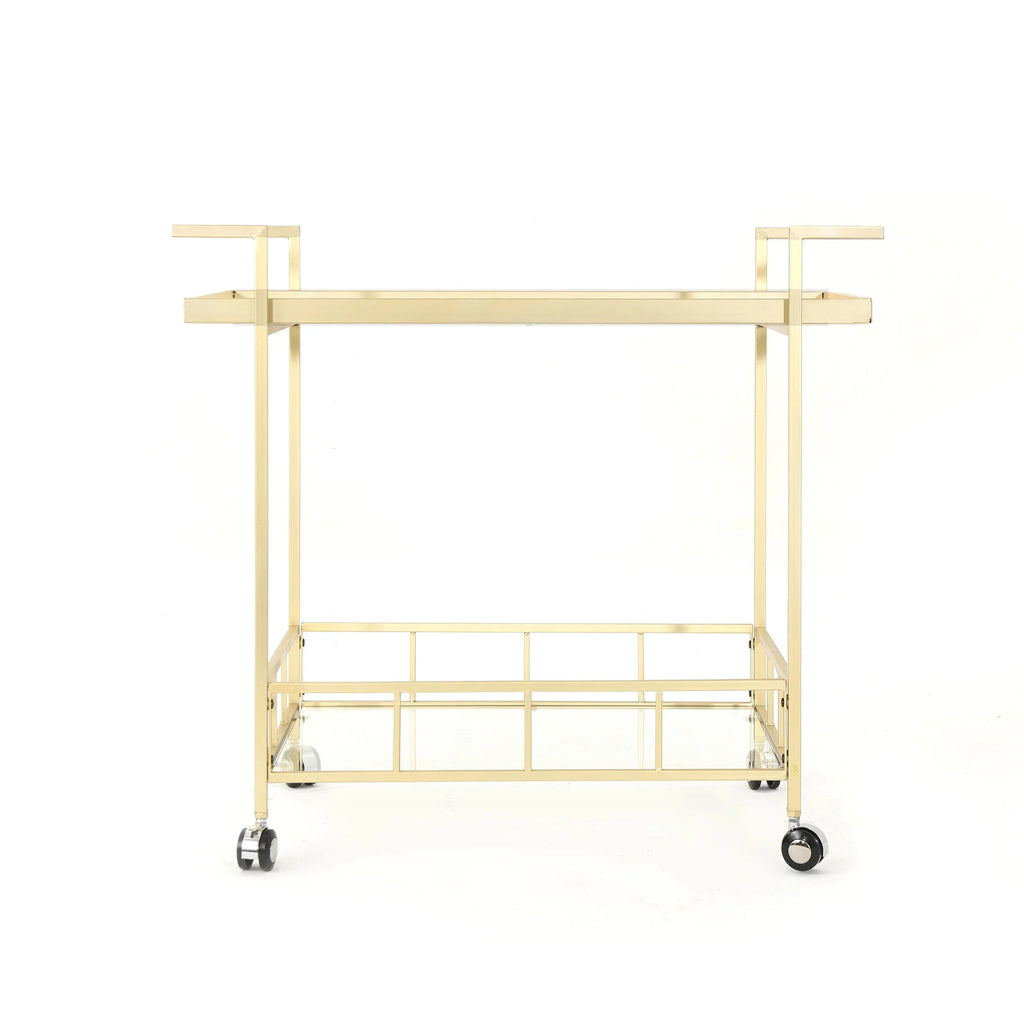 Glass Iron Gold Industrial Bar Aletta and Cart,