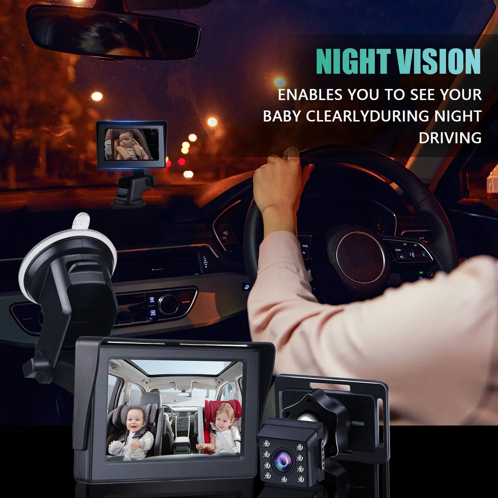 Clear 1080P Night Camera, Mirror Angle, Car Vision, Cable Crystal Long Adjustable View Andoer Baby