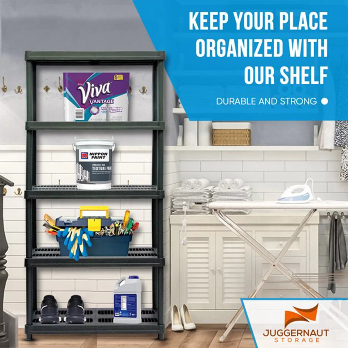 Shelving Unit 5 Juggernaut Utility Inch Storage Plastic Shelf 72 Storage