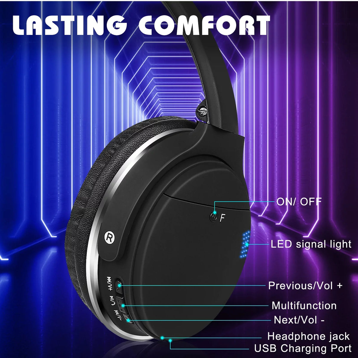 Stereo Resolution High Wildfire Phone Deep Bass, Earphones with Wireless Bluetooth with Comfort Superior UX35 E2 Call HTC Audio, Support UrbanX for Ear Mic The Over Headphones