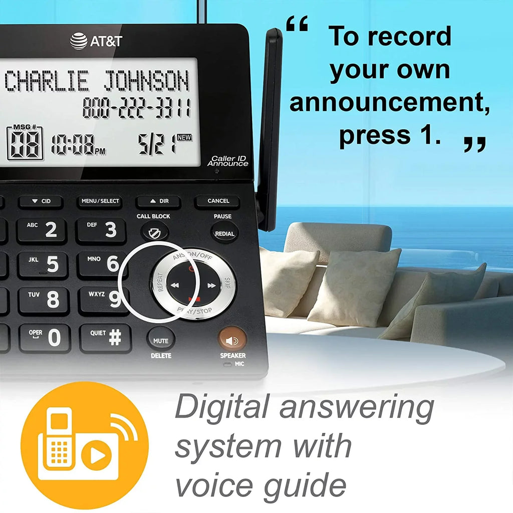 Handset Expandable Call with Blocker, Corded/Cordless with Smart Phone 1 CL84107 Black/Silver AT&T 6.0 DECT