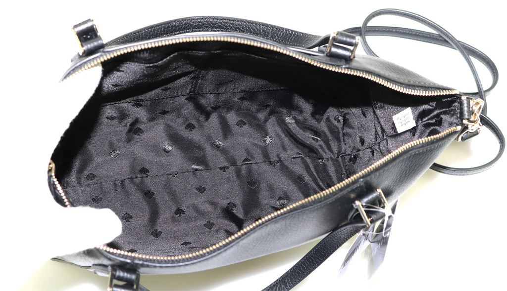Crossbody Leather Monica Satchel Bag Spade Medium Handbag Black Kate Pebbled