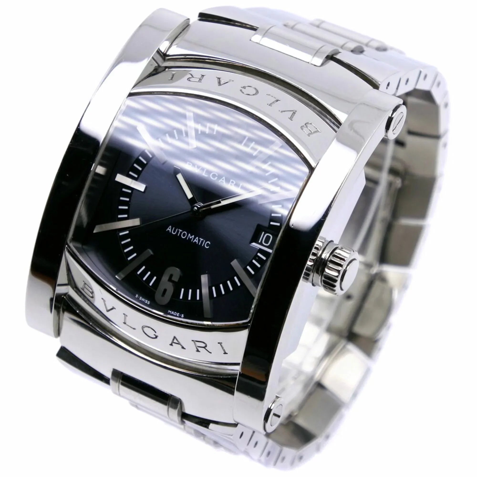 Automatic Watch Stainless Steel Navy AA48S Men's Silver Dial Bvlgari Pre-Owned Ashoma (Good)