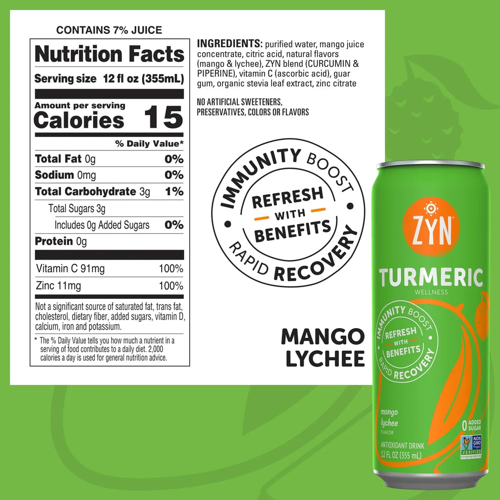 Wellness - Turmeric (6 Mango ZYN pack) & Lychee Immunity Drinks Recovery