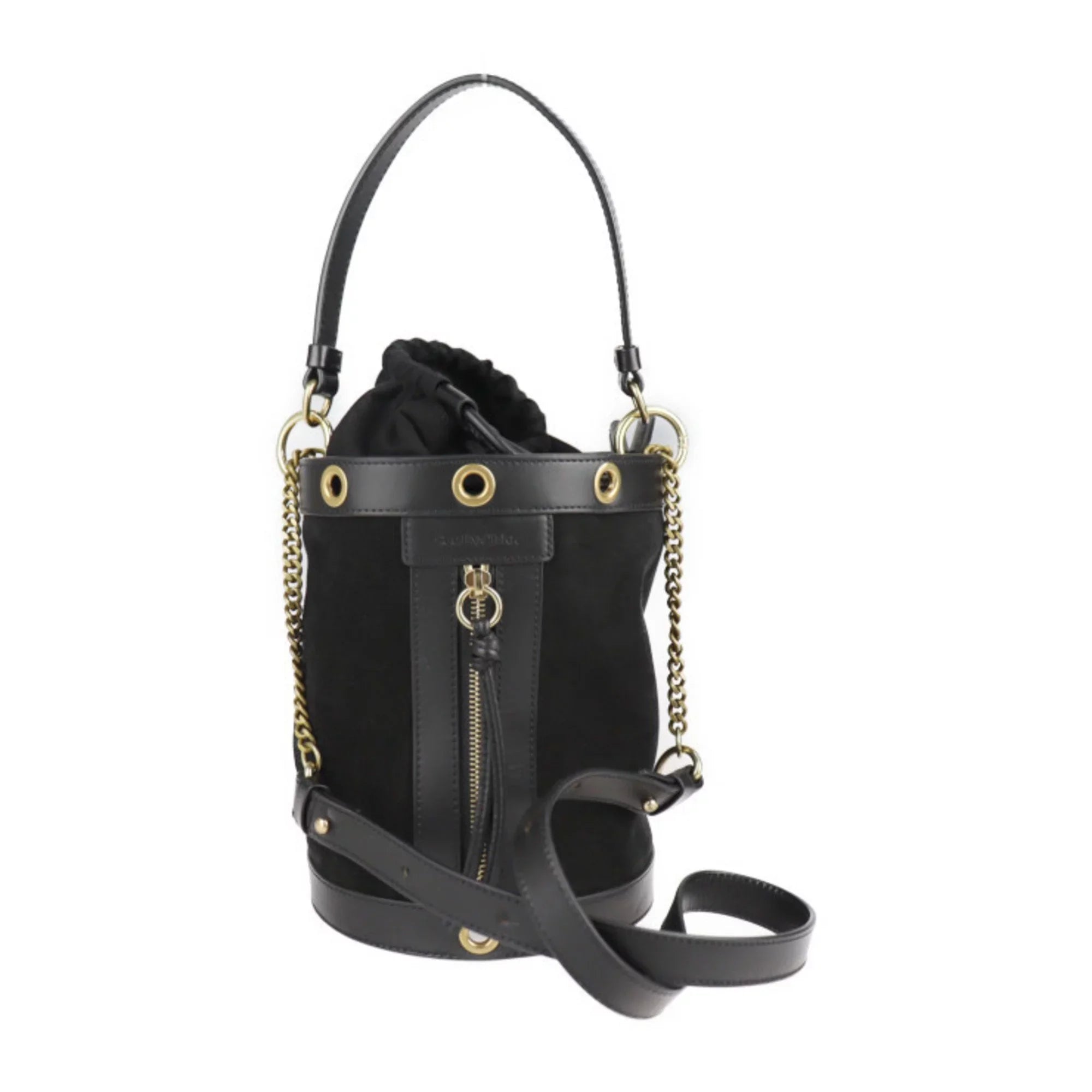 gold sea Debbie 2WAY black Chloe SEE Pre-Owned metal leather CHLOE fittings See by shoulder handbag by suede tote BY bag Chloé (Good)