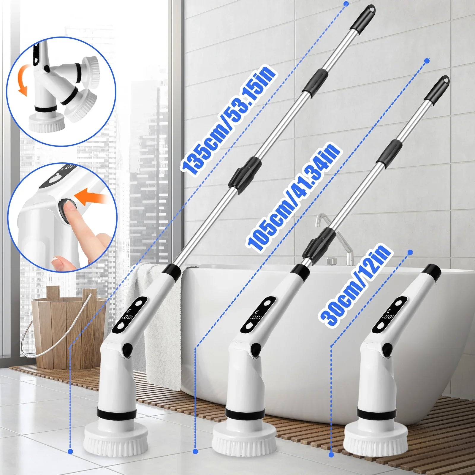 Cleaning Cordless WLRETMCI for Handle Electric with 8 Brush Kitchen Tub Household Cleaning Brushes with Floor Heads,Shower Scrubber Spin Scrubber, Long Brush Car Bathroom Tile