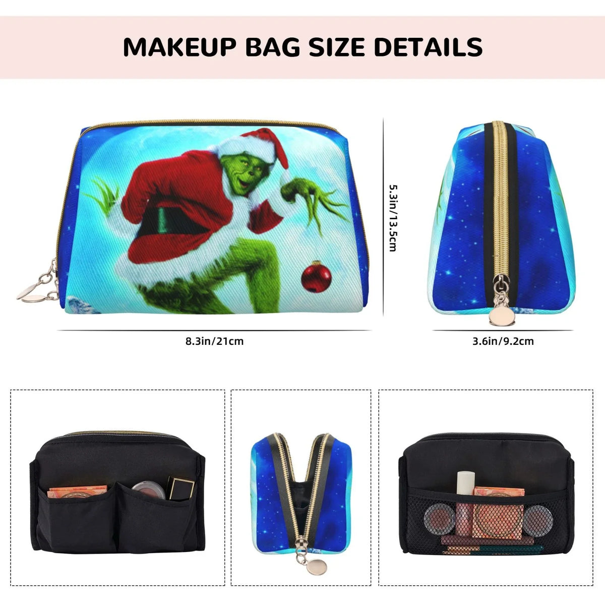 Christmas Travel Makeup The How Portable Storage Grinch Bag Stole Leather Organizer Cosmetic Pouch Bag Gift Toiletry Purse