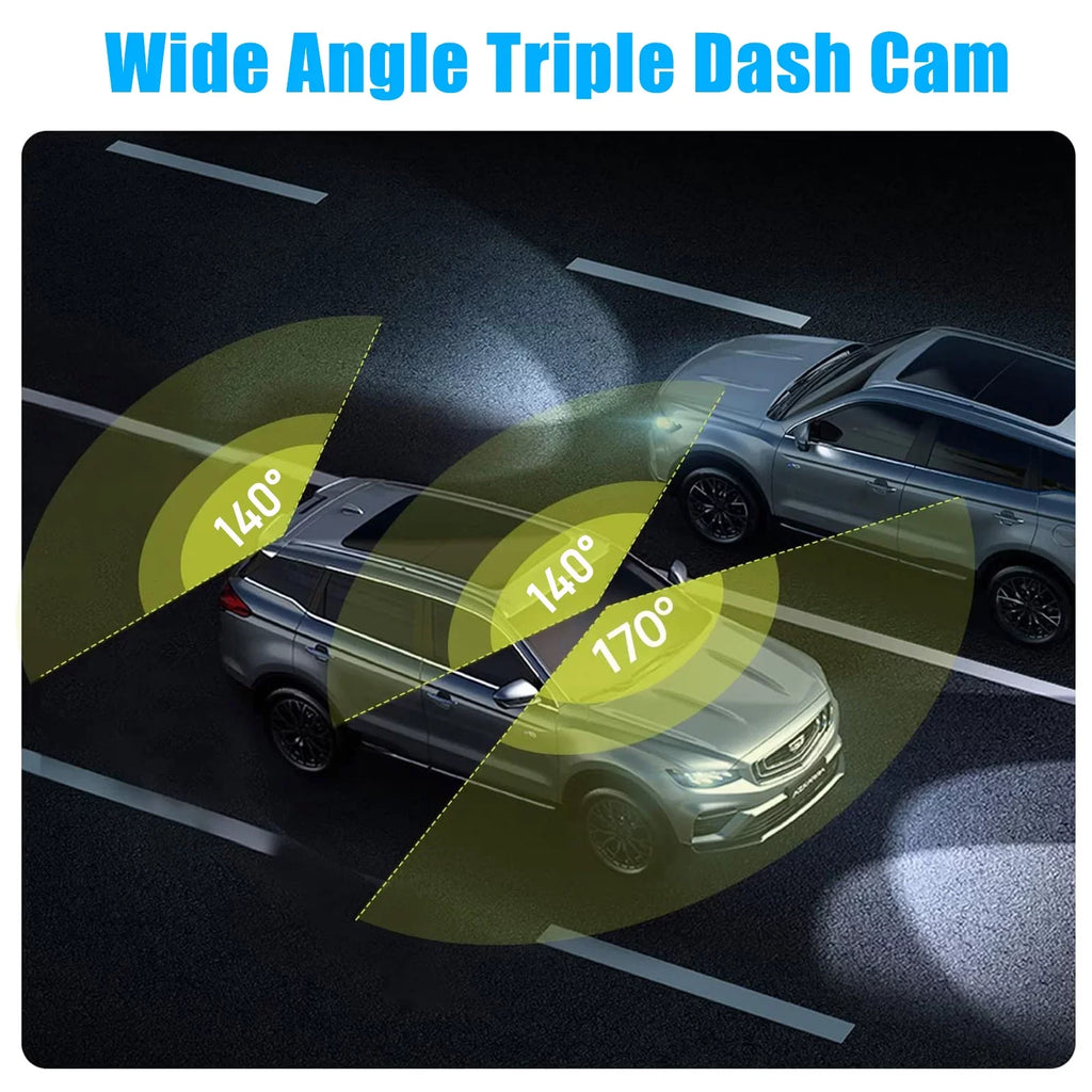 Cam Dual with and Rear, Camera, Vision Dash Backup Night Cam Screen 1080P HD Dash Car TSV 3 Channel Front Camera DVR