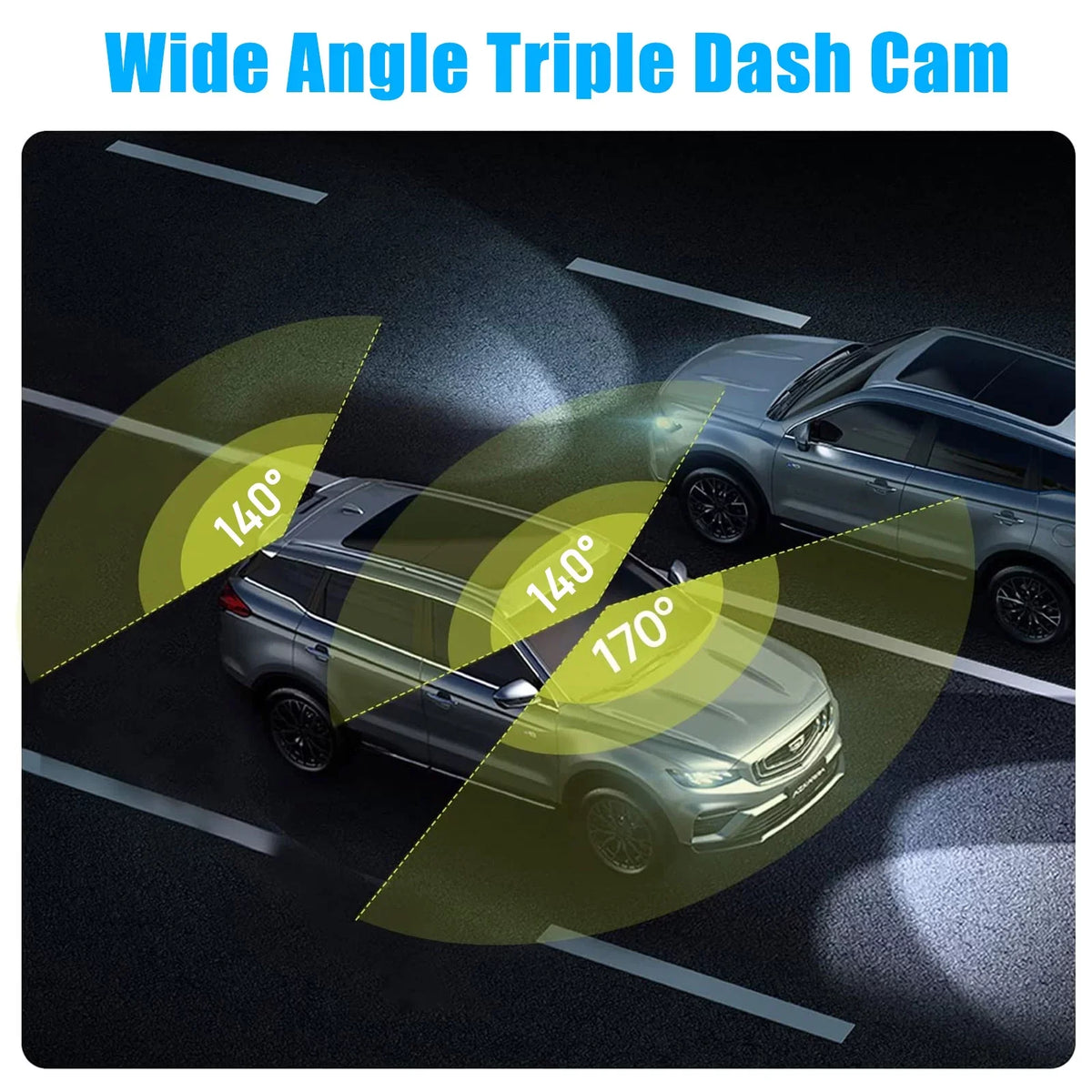 Cam Dual with and Rear, Camera, Vision Dash Backup Night Cam Screen 1080P HD Dash Car TSV 3 Channel Front Camera DVR