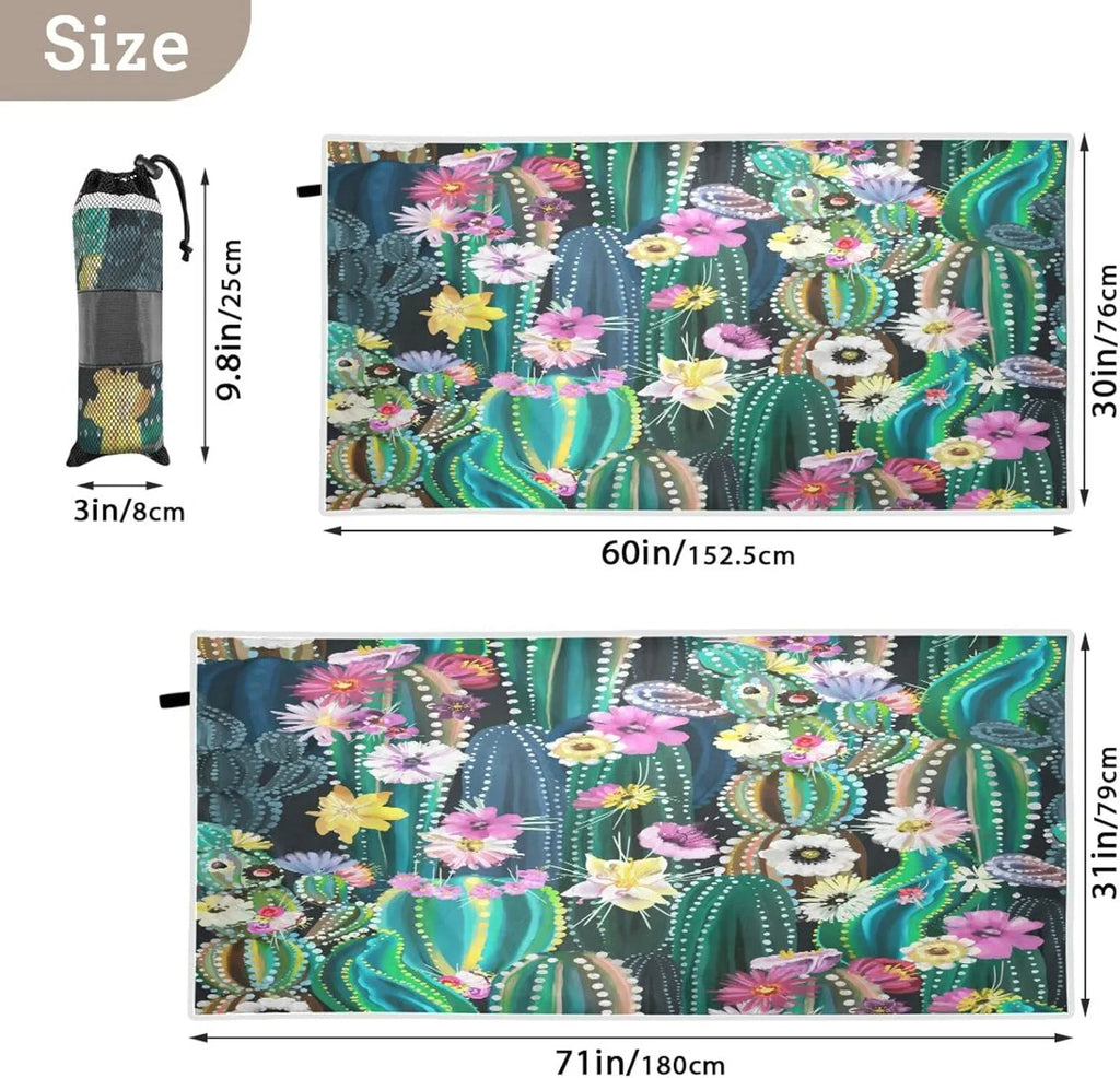 Quick Oversized Bestwell Travel Camping Succulent Dry Beach Swimming Compact Cactus Holiday（251） Lightweight - - Towel Super Absorbent Towel for Towels