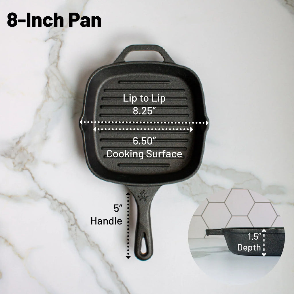 Grill Square Backcountry Pan Iron Inch Pre-Seasoned Iron 8 Medium Cast