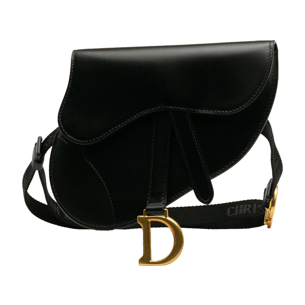 Pre-Owned Bag Unisex Calf Saddle Dior Leather Authenticated Belt Black (Good)