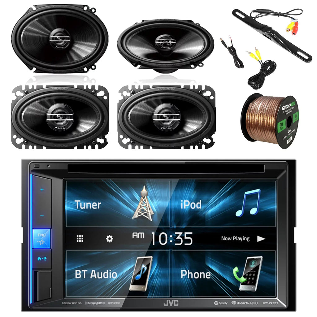 Car Wire KWV140BT Color 50' Pioneer Mount License 2-Way Plate & 2DIN View 4x6 Pyle with Stereo SPKR(Pair) Rear SPKR BT Pioneer 6x8" 200W 250W Camera, SPKR(Pair), Receiver Car Enrock 16G 2-Way JVC