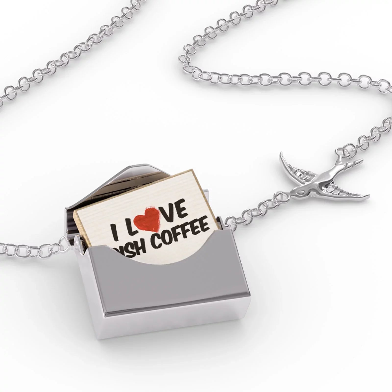 Love Cocktail Necklace Irish Neonblond in Coffee a silver Locket Envelope I