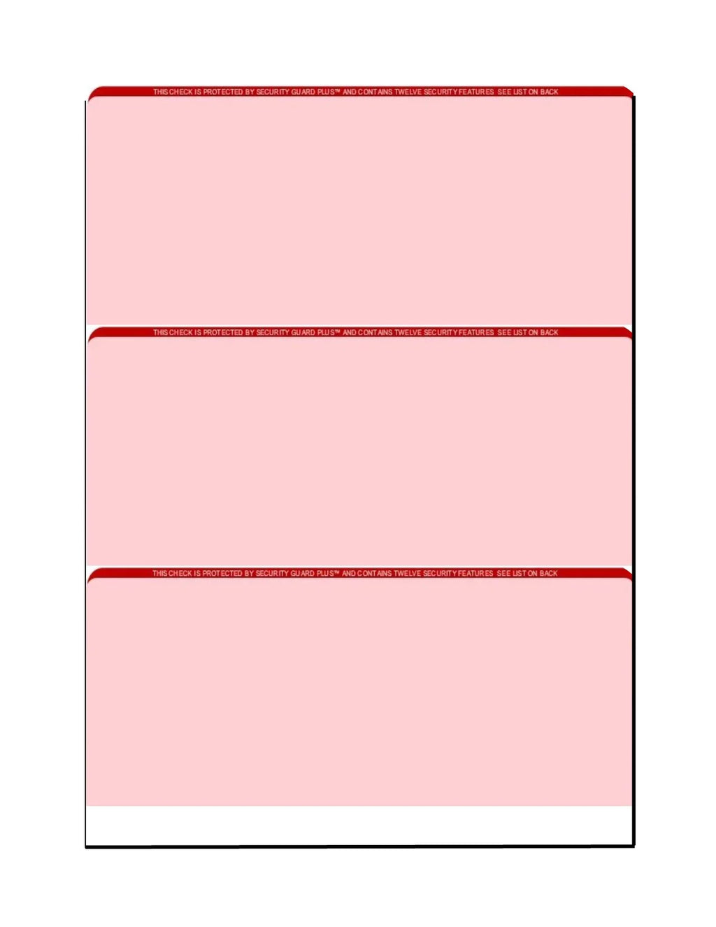 Pattern, Checks, Background Microperfed Red Security x 3-Up - Zapco Features w with High-Security 12 8-1/2" 100 11", Complex SHEETS Paper, PACK Check OF