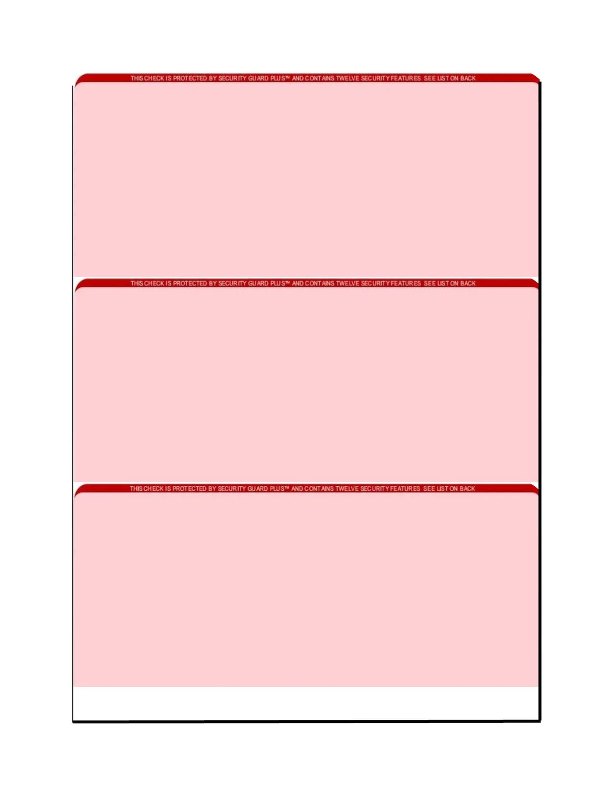Pattern, Checks, Background Microperfed Red Security x 3-Up - Zapco Features w with High-Security 12 8-1/2" 100 11", Complex SHEETS Paper, PACK Check OF