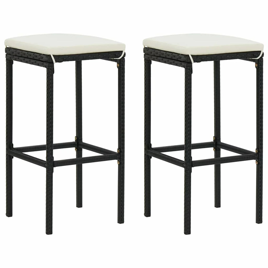 Table Terrace, and Cushioned Bistro, Set 3 Dining 2 Piece Black Backyard, Set Stool Garden Dcenta Pub, Shelf Chairs Storage Poly with Rattan Patio Bar for