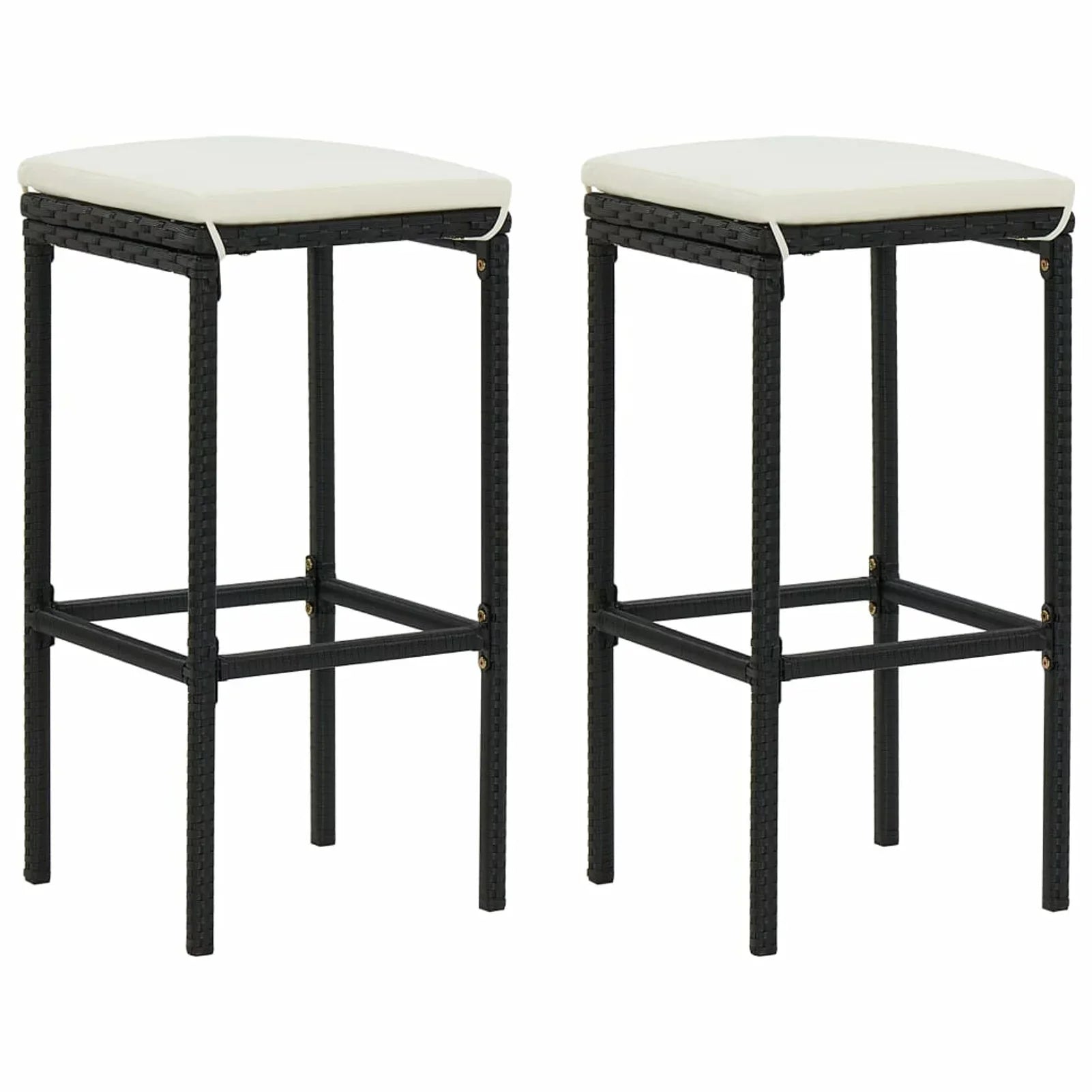 Table Terrace, and Cushioned Bistro, Set 3 Dining 2 Piece Black Backyard, Set Stool Garden Dcenta Pub, Shelf Chairs Storage Poly with Rattan Patio Bar for