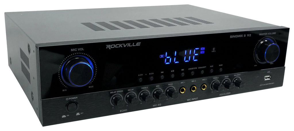 Rockville Ceiling 8" Home Speakers Black SINGMIX Receiver Bluetooth 5 Amp+(4)