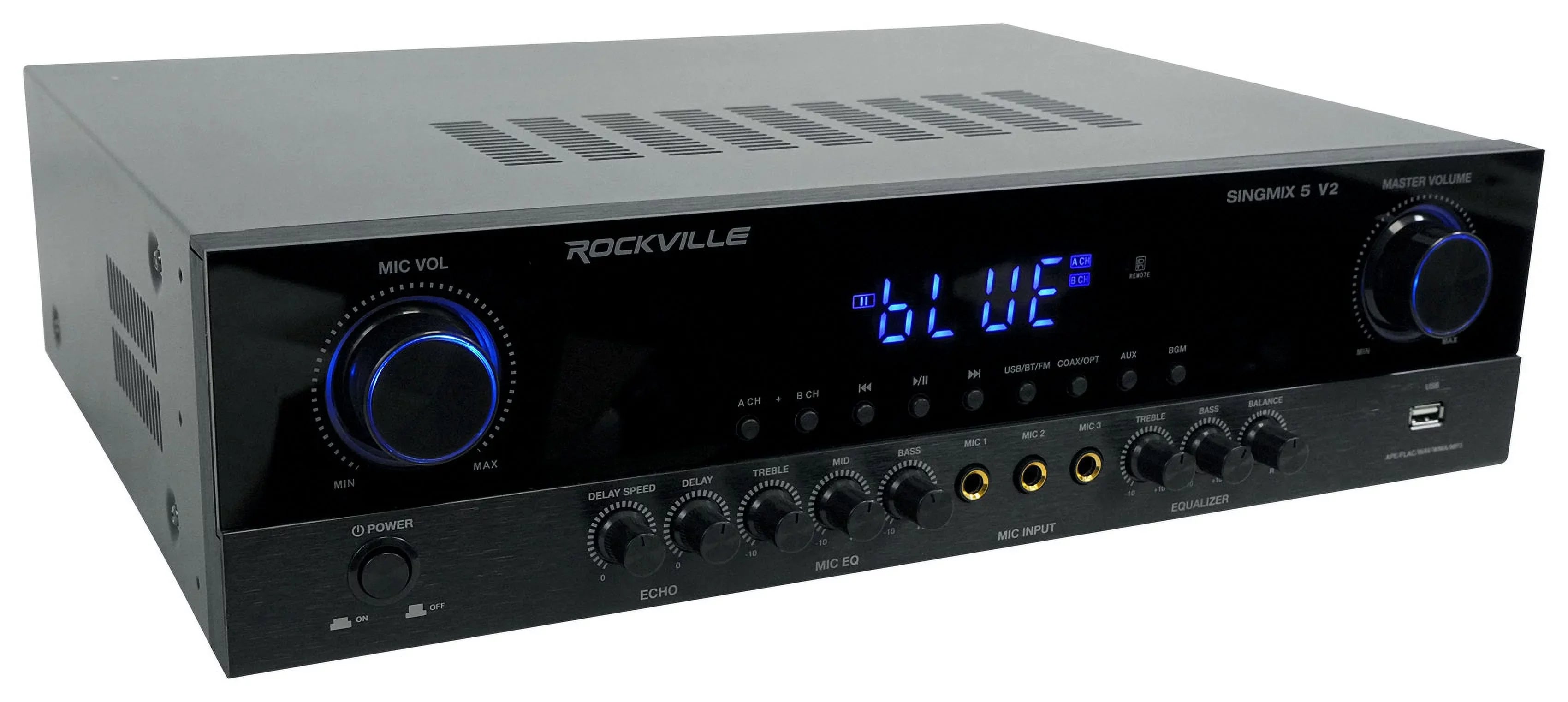 Rockville Ceiling 8" Home Speakers Black SINGMIX Receiver Bluetooth 5 Amp+(4)