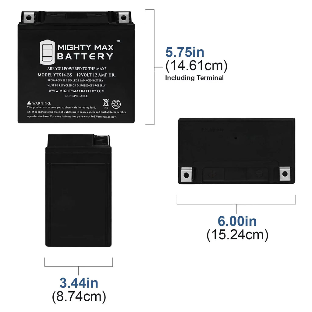 Battery ADV 4Pack 07, R, 17-18 F800ST YTX14-BS - GS, GT, Replaces