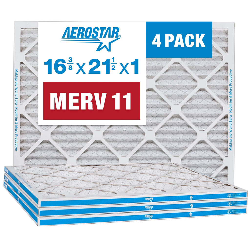 Pack Filter, AC x Pleated 11 16 1 x 21 Air MERV Aerostar 4 3/8 Filter, Furnace 1/2 Air