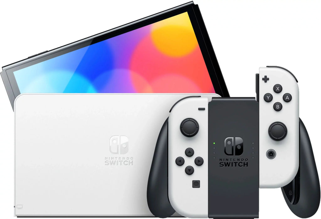 and Joy Mario Improved Switch Nintendo Battle LAN-Port Mytrix 2021 OLED 64GB And Model HD Wireless Rabbids Screen Accessories & Kingdom Console White Controller with New Con Dock