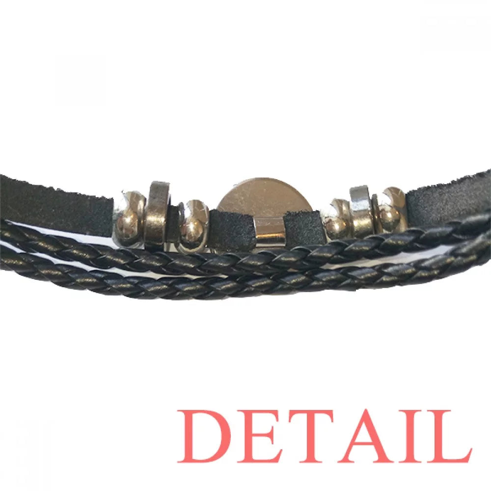 design Chinese Aquamarine Braided Woven Bracelet Wristband Verlion Leather Rope Watercolor