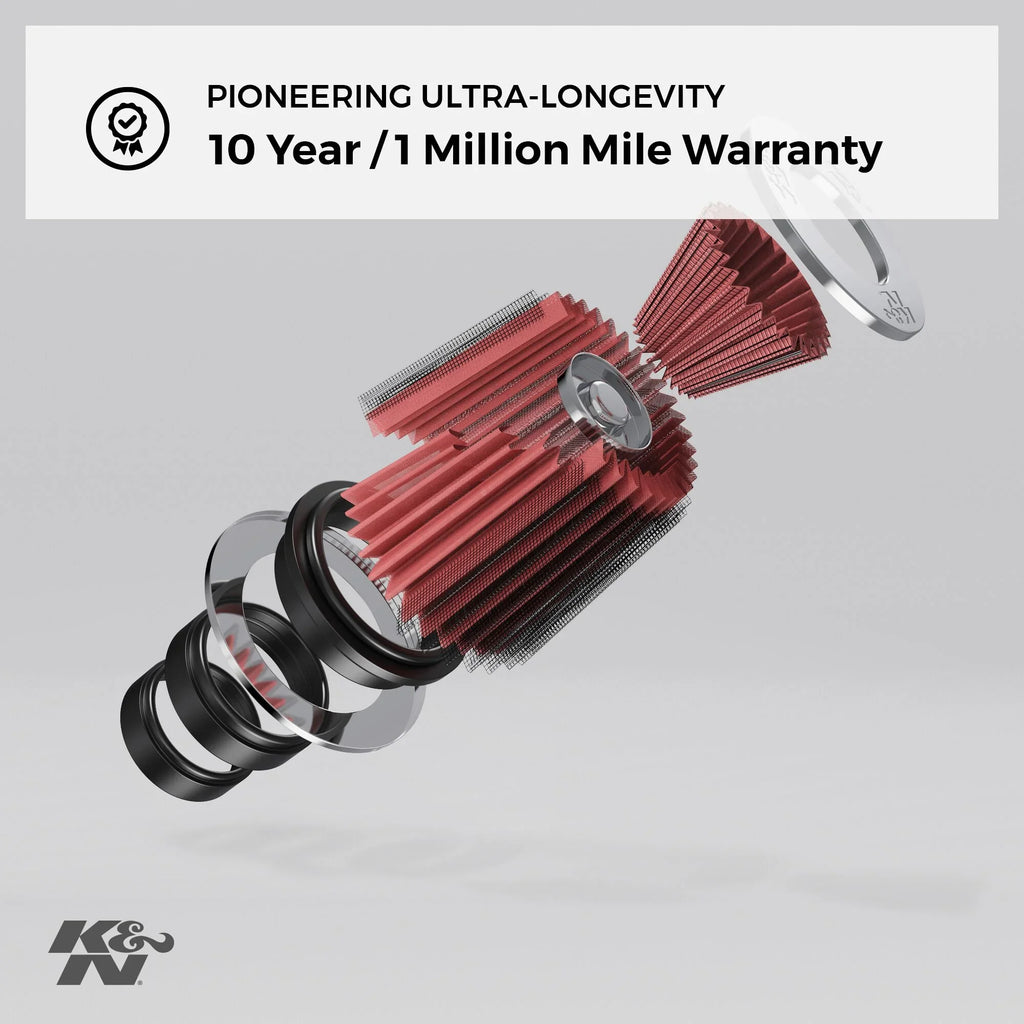 in/4 Air Height; mm) 3 (152 Tapered; mm/89 mm/76 Top in in (121 6 in 4.75 Flange Round Filter: (140 K&N mm) Clamp-On Base; ID; 5.5 Universal in mm) RG-1001BL in/3.5 (102 mm)