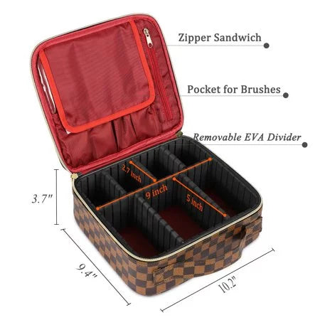 Case Compartments Brush Makeup ZBH with Cosmetic Travel Organizer Tool Makeup for Women Make Adjustable Jewelry Digital Storage Toiletry Bag Makeup Up Train Accessories