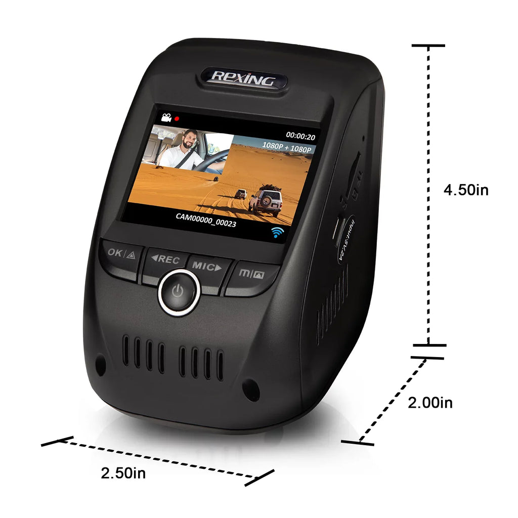 1080p Full Pro HD Rexing and Rear V1P Front Cam Dash