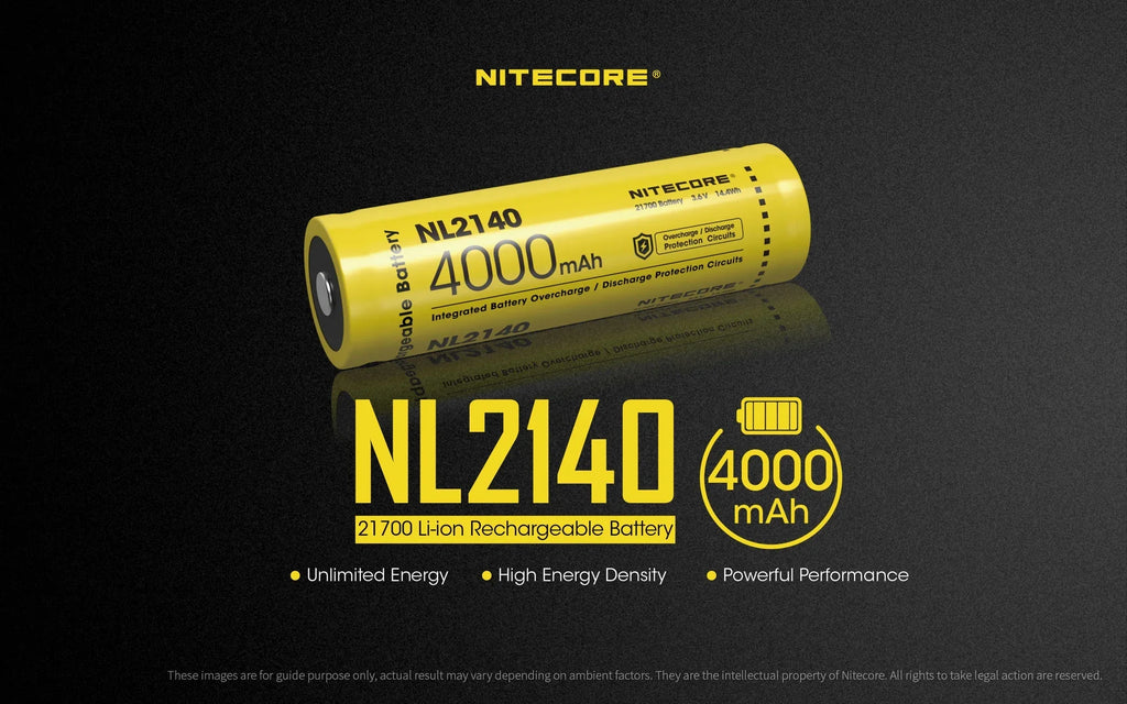 21700 Pocket - 1200 Intelligent Light Tactical LED TUP with Lumens Bundle: NEW Flashlight 1x Value and Rechargeable Battery Nitecore NL2140 4000mAh Nitecore P12