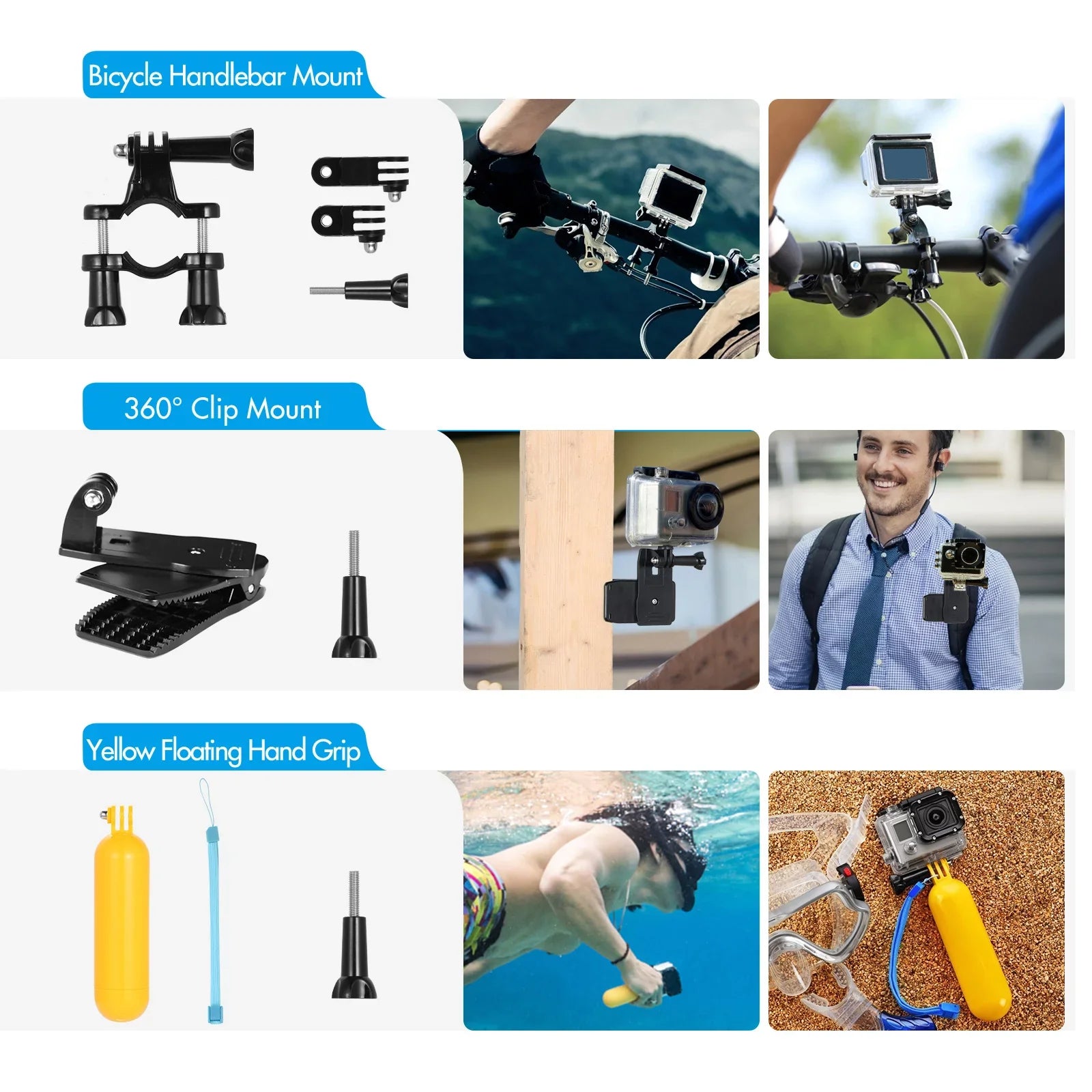 Mount Accessories Housing Anself with Various Kit Hero Protective Accessories for Waterproop GoPro Sports 109 Silicone Replacement Selfie Case with Stick Set More Black and Bracket Action