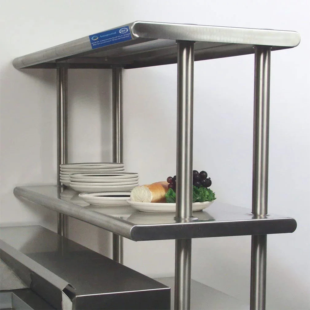 | Double Combo Table 12" | Shelving x Overshelf Table With Prep Metal Wide Kitchen Tier 30" Shelves 14" & Steel Two Work Stainless