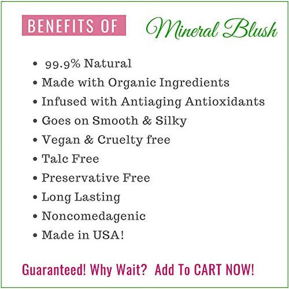 Ur | Organic Free & | | Paraben Pressed Minerals | Made | in | Powder Free ROSE) Lasting Long Cruelty Botanicals USA Mineral Better'n Blush Talc | Free (DUSTY Cheeks
