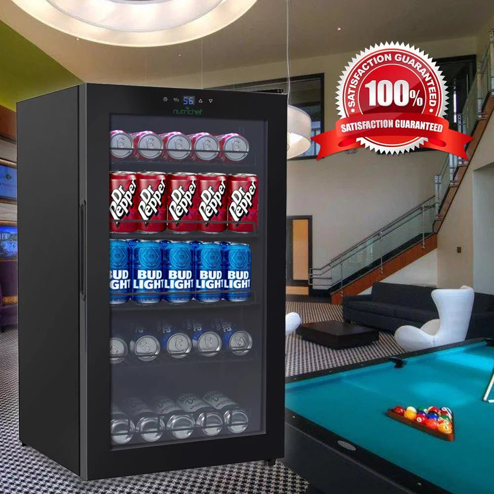 Can Compact 34.7’ Nutri Cooler, (132 x Refrigerator Beverage Beverage Chiller Fridge 18.5’’ 20.1’’ x Can Capacity), Chef