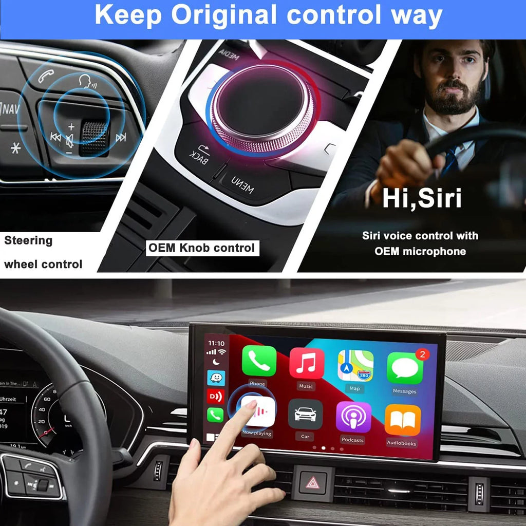 for CarPlay&Android Only Wireless Android OEM/Factory Fit Auto Box BINIZE 4G Netflix,etc Cellular,4+64G,8Core, YouTube System,Built-in CarPlay,Wireless Cars with Wired ai Navigation,Support