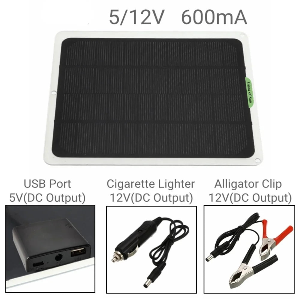 Charging Charger Solar RV Monocrystalline 20W exterior with Cars for occkic Panels Charger Yachting Flexible Clips 12V/5V Battery