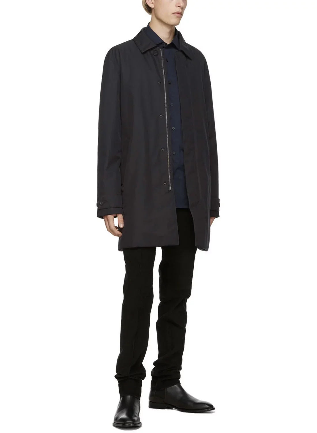 '- Coat Raincoat $940 Dark NWT Zegna Mac Z Navy Microtene Mens Large