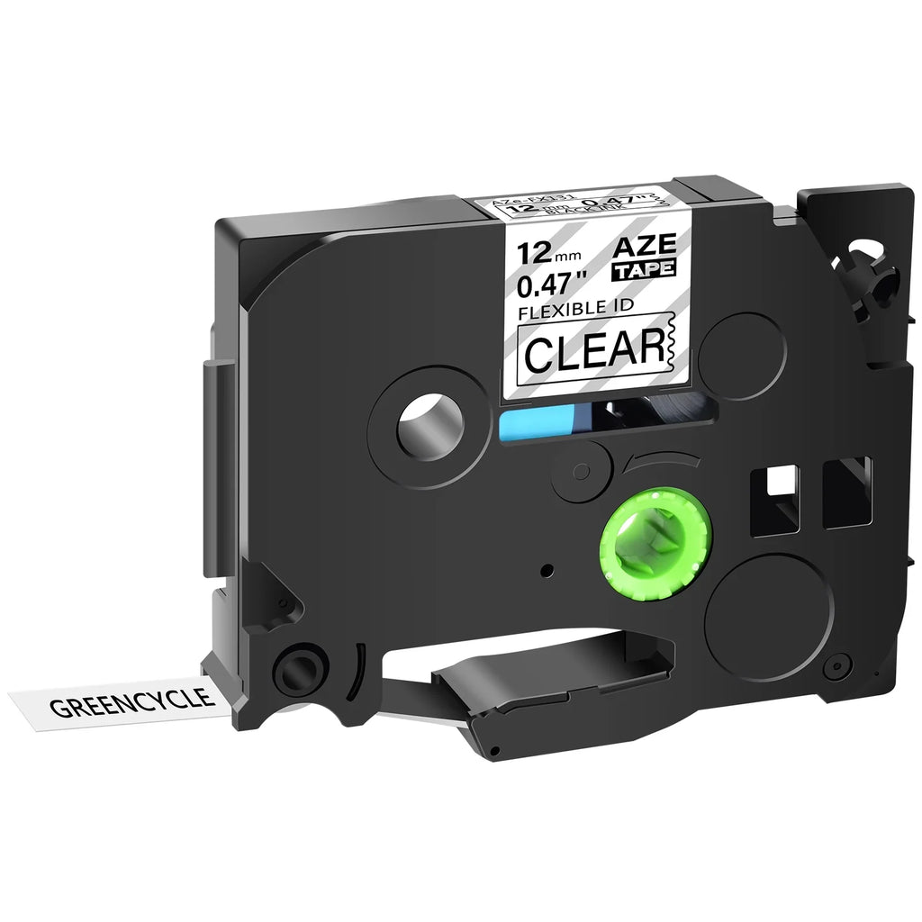 Tape Compatible Black Brother 40PK Label TZ-FX131 P-touch for Cable on TZ-131 ID x GREENCYCLE Flexible Wire TZ TZe-FX131 12mm TZe-131 TZe Clear 8m