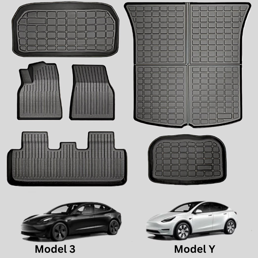 for 2020-2023 All Mat Floor climate Cargo Car Trunk 6-Piece BunnyBird Tesla Liner Accessories TPE Mat Model 3-5-Seater