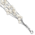 Women Pearl Silver 10-rows 925 Bracelet 7.25inch Auriga for 7-8mm FWC Rhod-plat Sterling White
