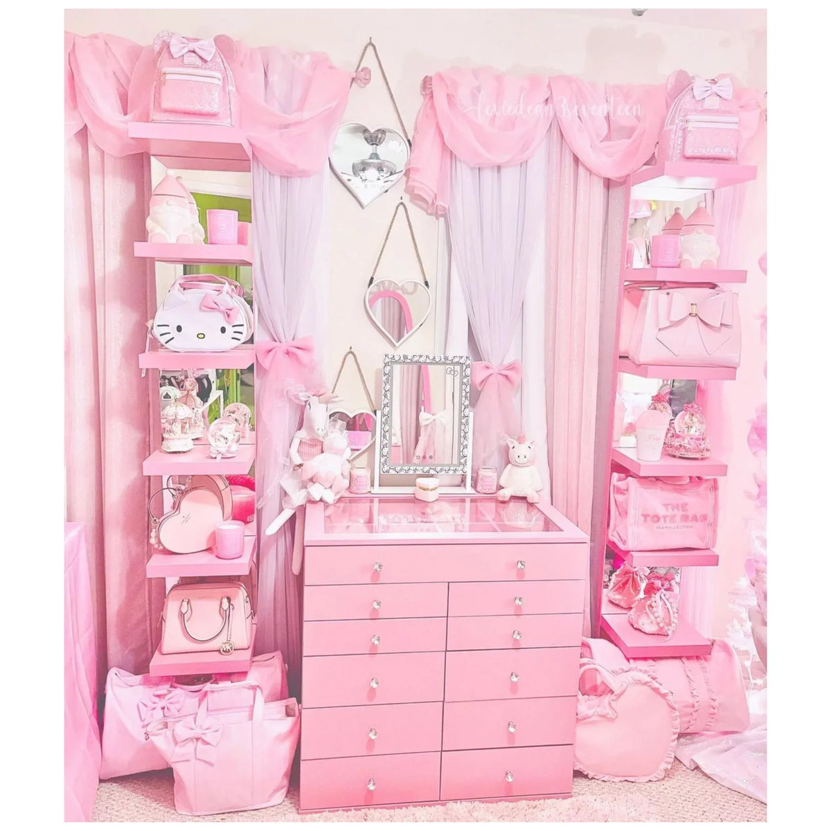 with LED 3X Mirror Iron Lights (White) grade Makeup Frame Swivel Cute Mirror Impressions Tone and Vanity Mirror, 360 Hello Tri Degree Magnification, Lighted and Touch with Vanity Kitty