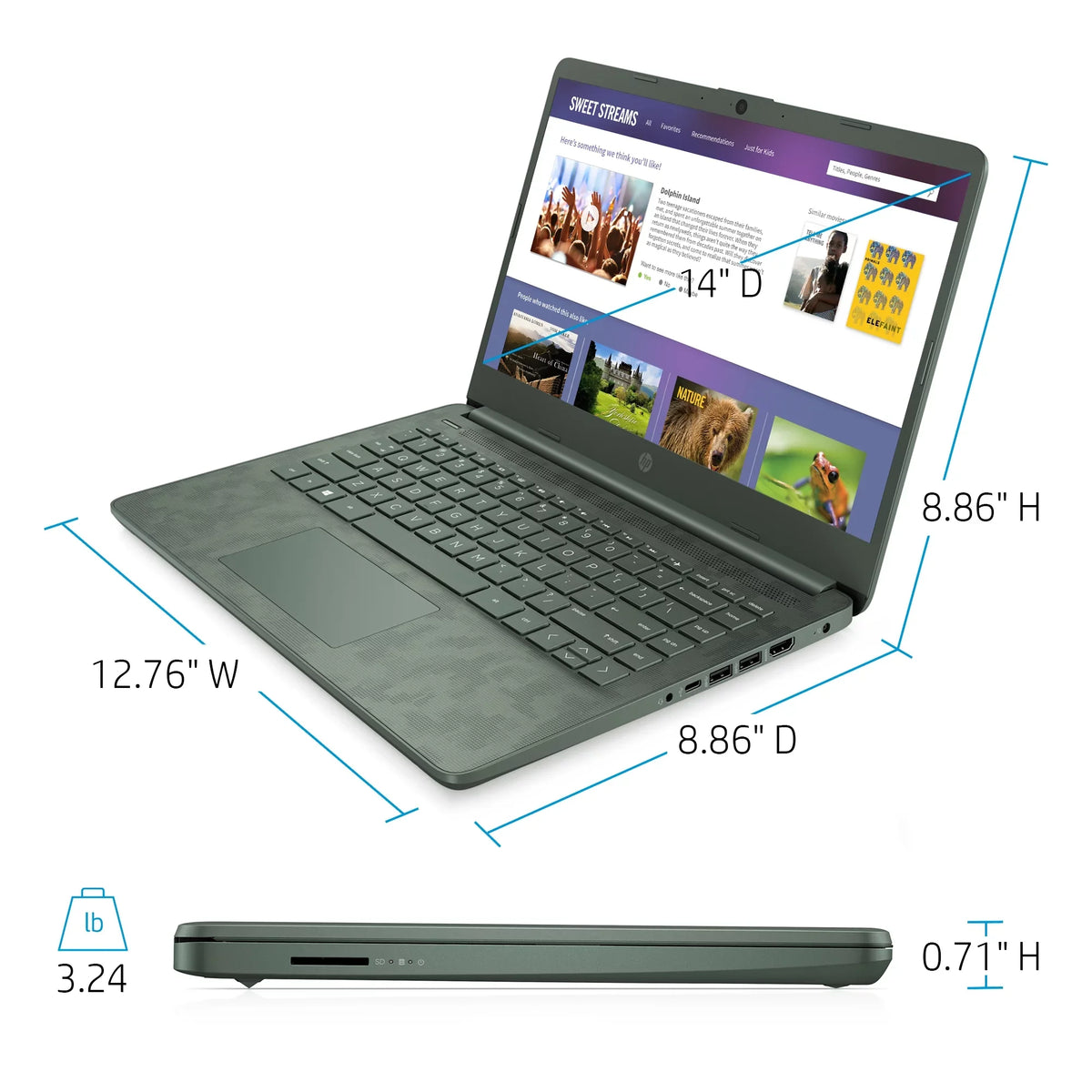 8GB SSD, Camo, HP Intel 10, i5-1135G7, 14-dq2088wm Windows Digi 14" 256GB Core RAM,